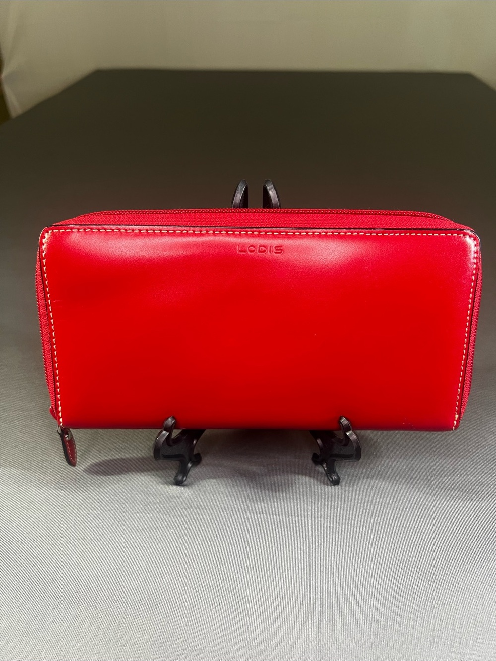 Lodis Red Zip-Around Leather Wallet